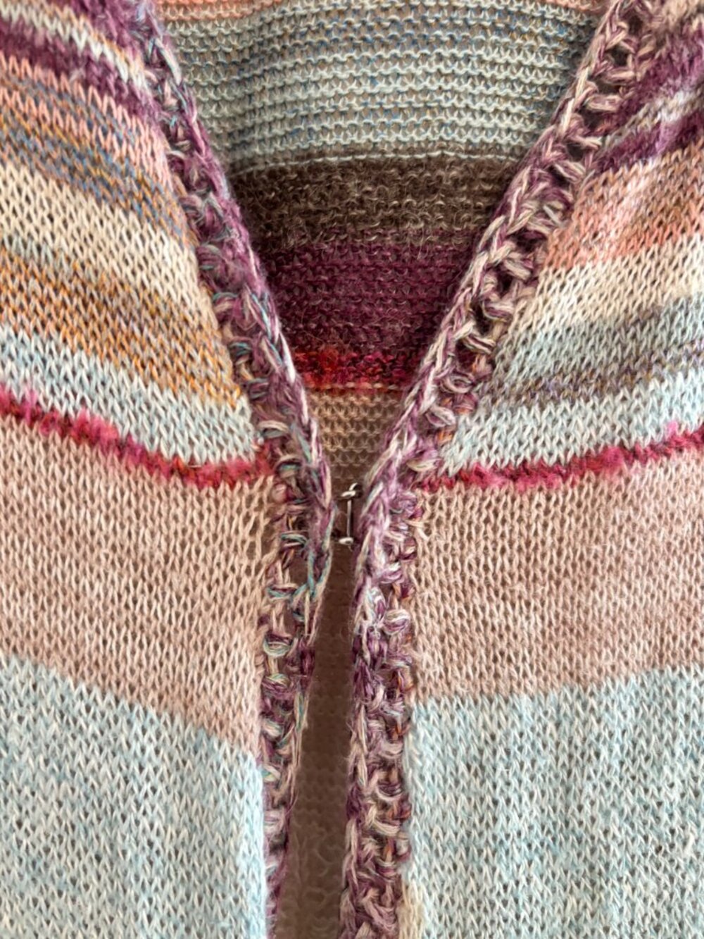 Free People Cream Purple Blue Boho Southwestern Long Duster Hooded Cardigan S - Picture 10 of 16